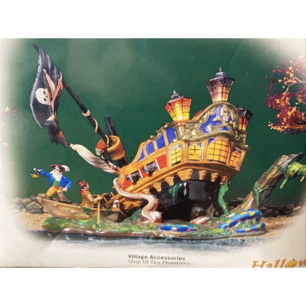 Dept 56 Pirate Ship of Sea Phantoms Halloween Village-Spooky Lights Vintage